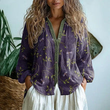 Rose - vintage leaf print blouse