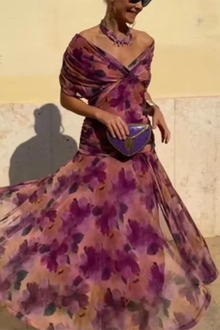 Louise – elegancka sukienka maxi na imprezę z dekoltem w serek