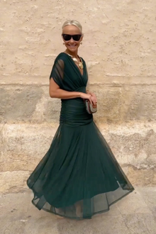 Louise – elegancka sukienka maxi na imprezę z dekoltem w serek
