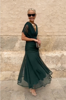 Louise – elegancka sukienka maxi na imprezę z dekoltem w serek