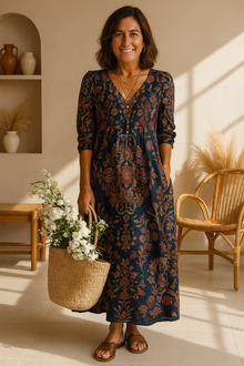 Mary – tunika-sukienka z nadrukiem kwiatów w stylu vintage