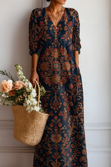 Mary – tunika-sukienka z nadrukiem kwiatów w stylu vintage