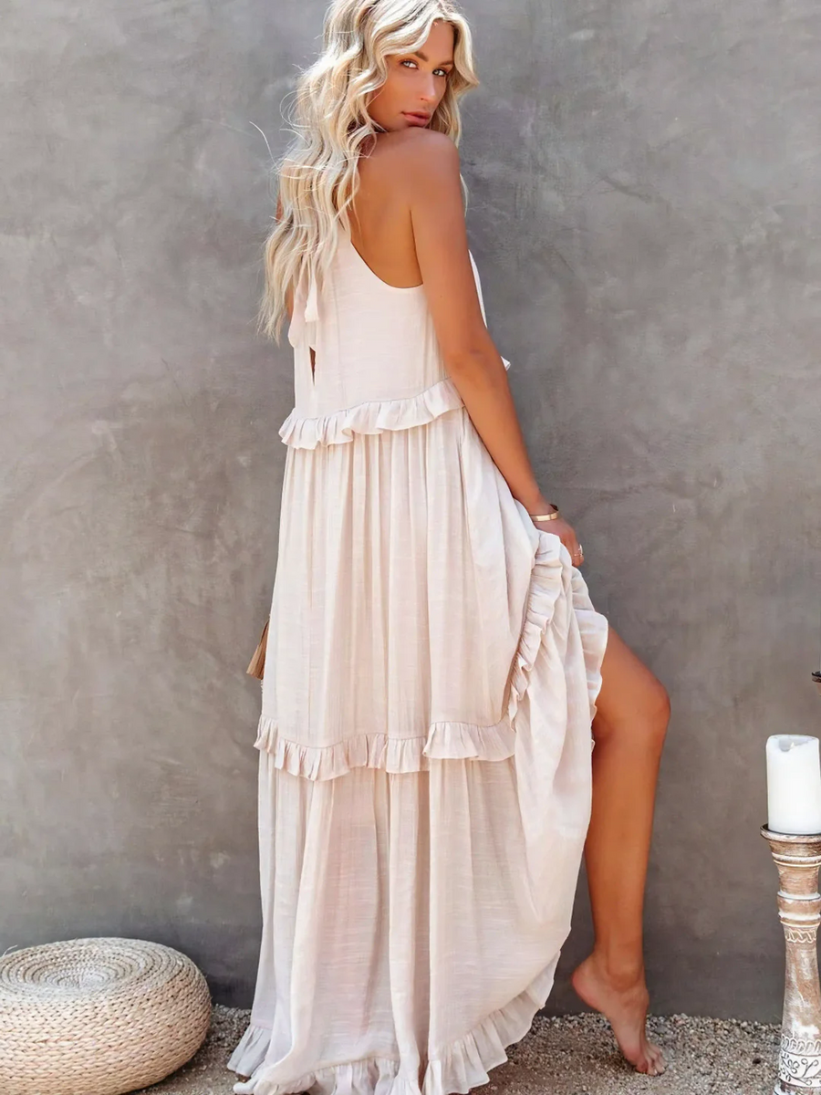 Megan | Elegancka Sukienka Maxi z Falbanami