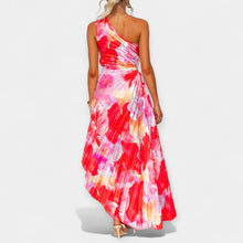 Kristína – asymmetrical summer dress in red-pink