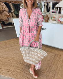 Giulia - midi dress with v-neck and elegant balloon sleeves