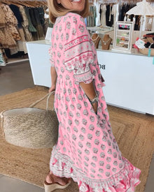 Giulia - midi dress with v-neck and elegant balloon sleeves