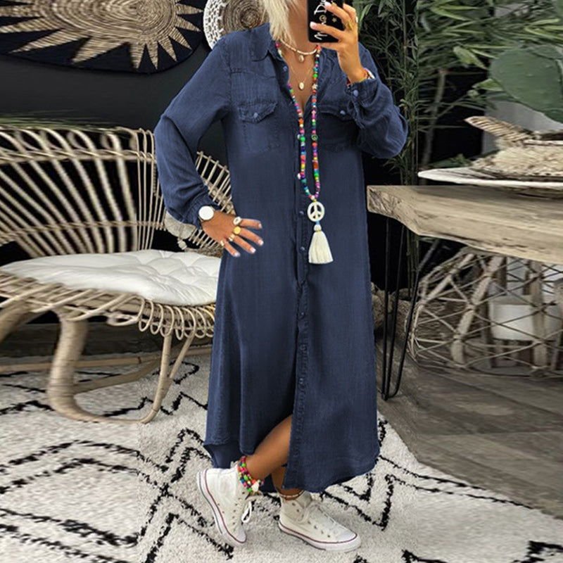 Leah - denim shirt dress