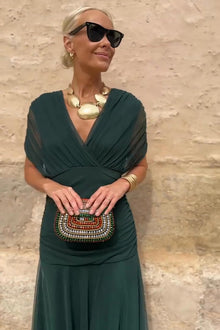 Louise – elegancka sukienka maxi na imprezę z dekoltem w serek