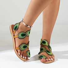 Vivien - elegant women's sandals with beautiful peacock pattern