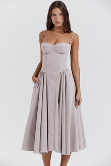 Nina | Sukienka midi z gorsetem bez rękawów