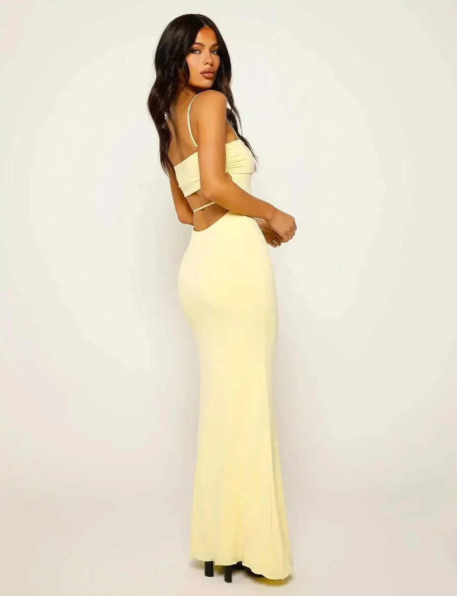 Sukienka maxi bodycon bez pleców na wieczorne wyjścia