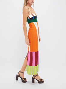 Paloma – Elegancka, wielokolorowa sukienka maxi