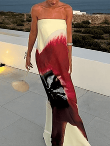 Floral strapless maxi dress