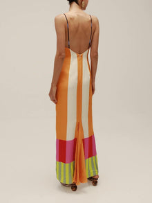 Paloma – Elegancka, wielokolorowa sukienka maxi