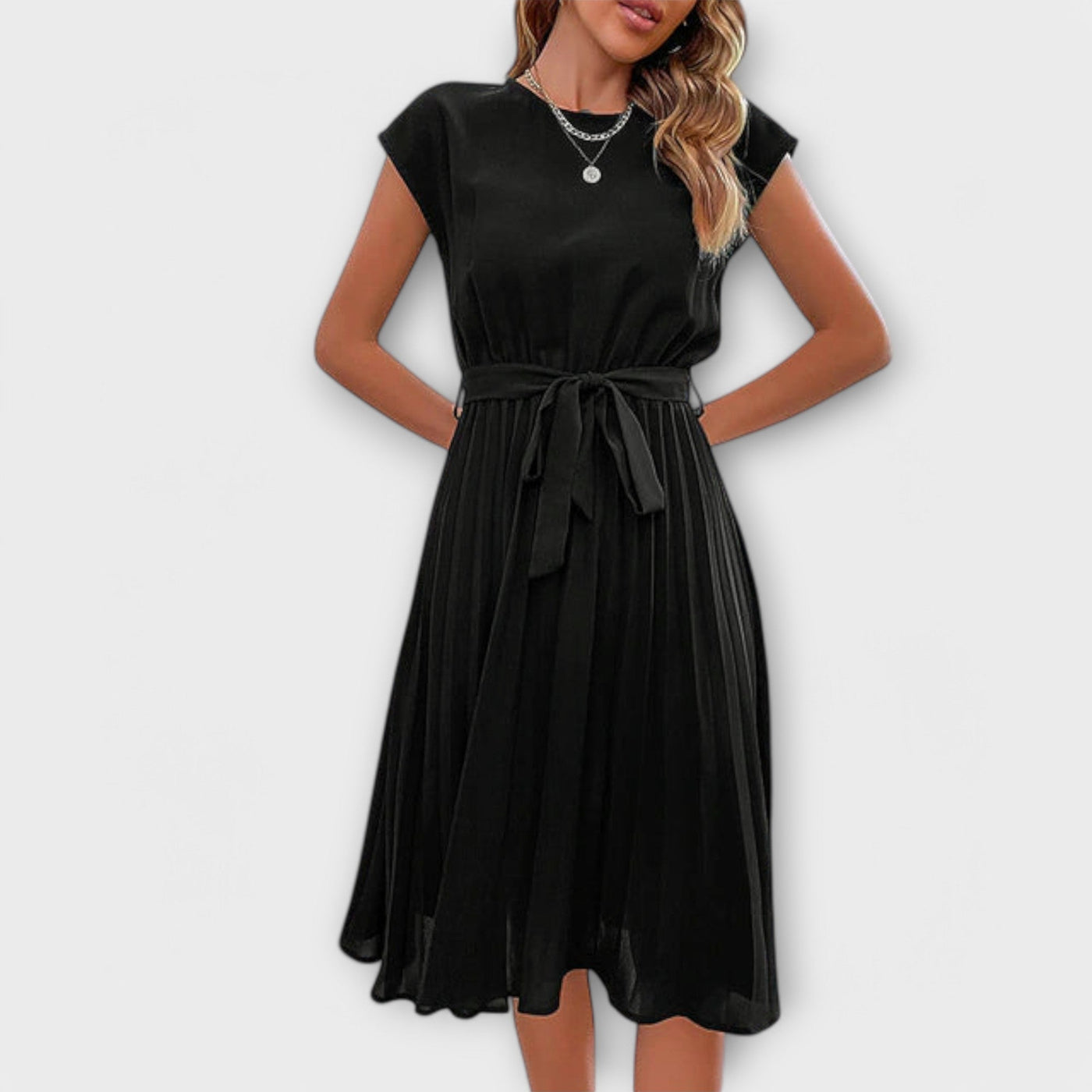 Pleated casual midi dress