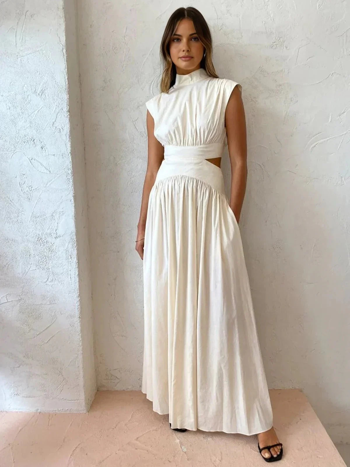 Mock neck cut out maxi dress