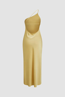 Moonlight open back satin slit maxi dress