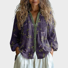Rose - vintage leaf print blouse