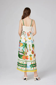 Sukienka maxi na ramiączkach Paradise print, idealna na wakacje