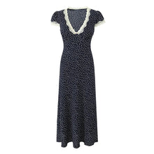 Polka dot lace-trim midi dress