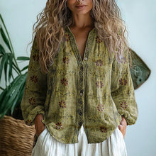 Rose - vintage leaf print blouse