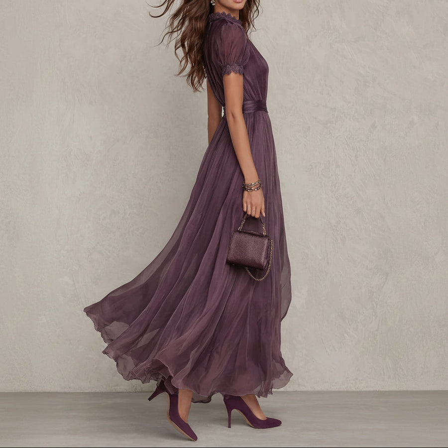 Alice - Long Purple Dress Keyhole Neckline