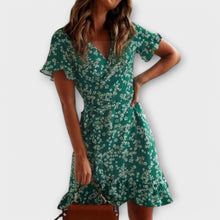 Krótka sukienka boho w kolorze zielonym