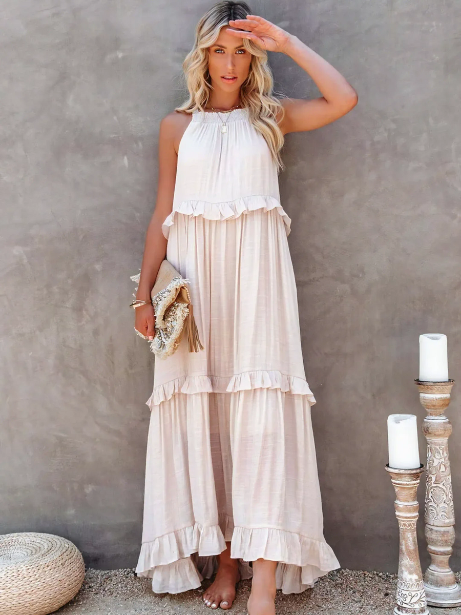 Megan | Elegancka Sukienka Maxi z Falbanami