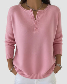 Clara - ponadczasowy sweter dzianinowy Henley