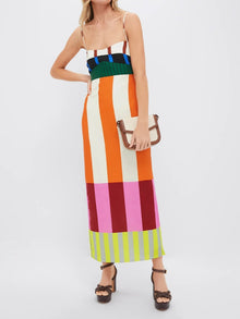 Paloma – Elegancka, wielokolorowa sukienka maxi